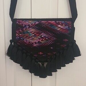 Mexican Woven Boho Fringe Geometric Gypsy Embroidered Crossbody/Clutch/Purse